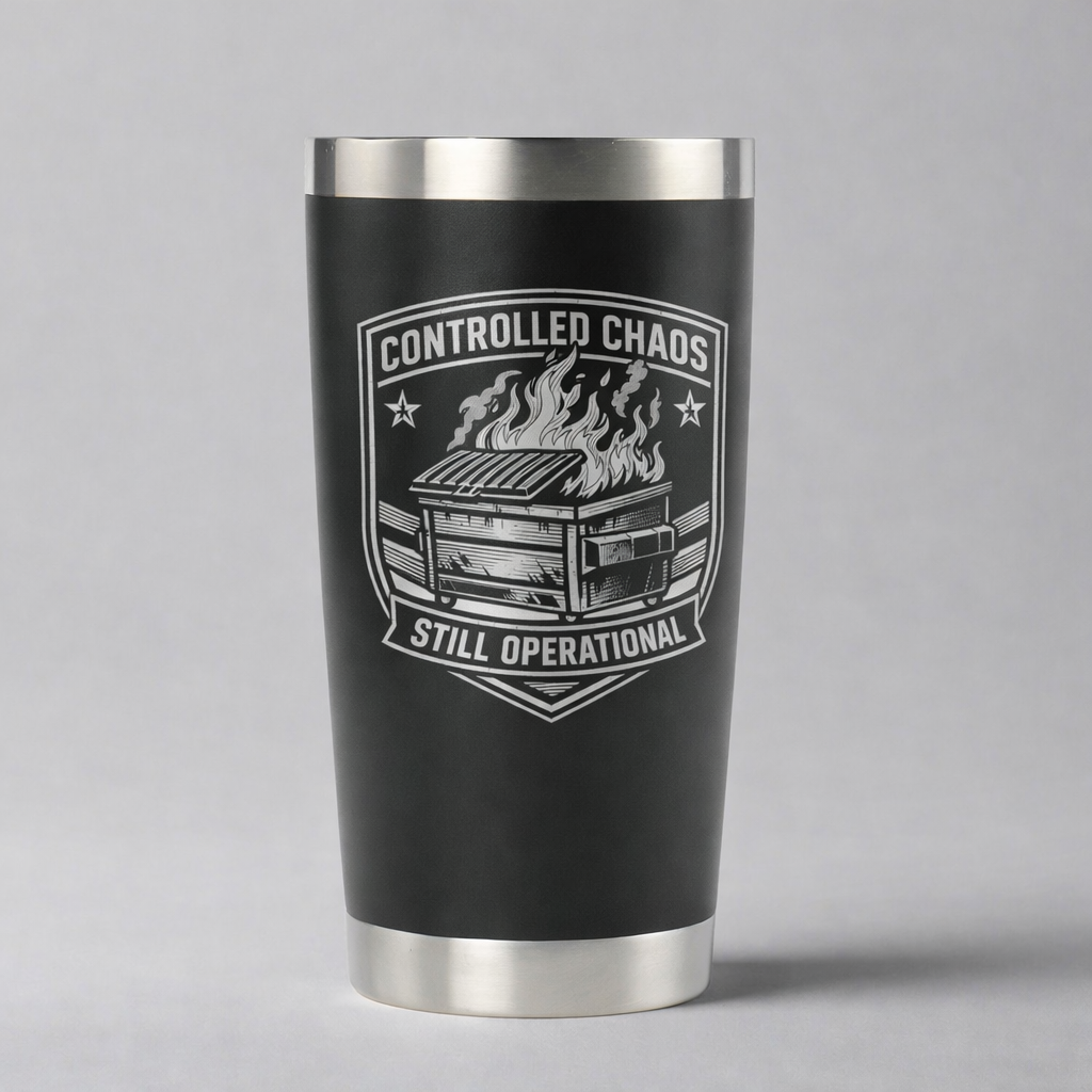 Dumpster Fire Controlled Chaos 20 oz Tumbler