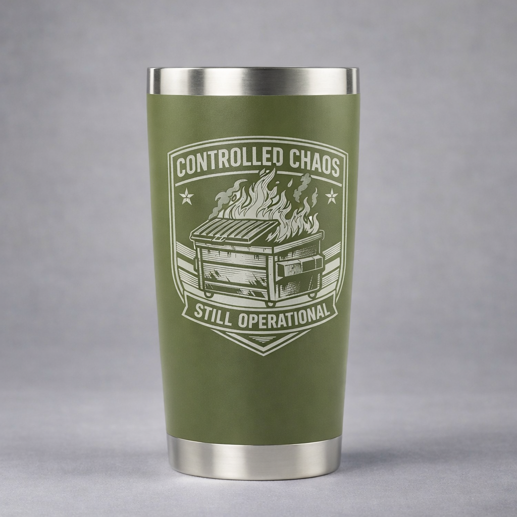 Dumpster Fire Controlled Chaos 20 oz Tumbler