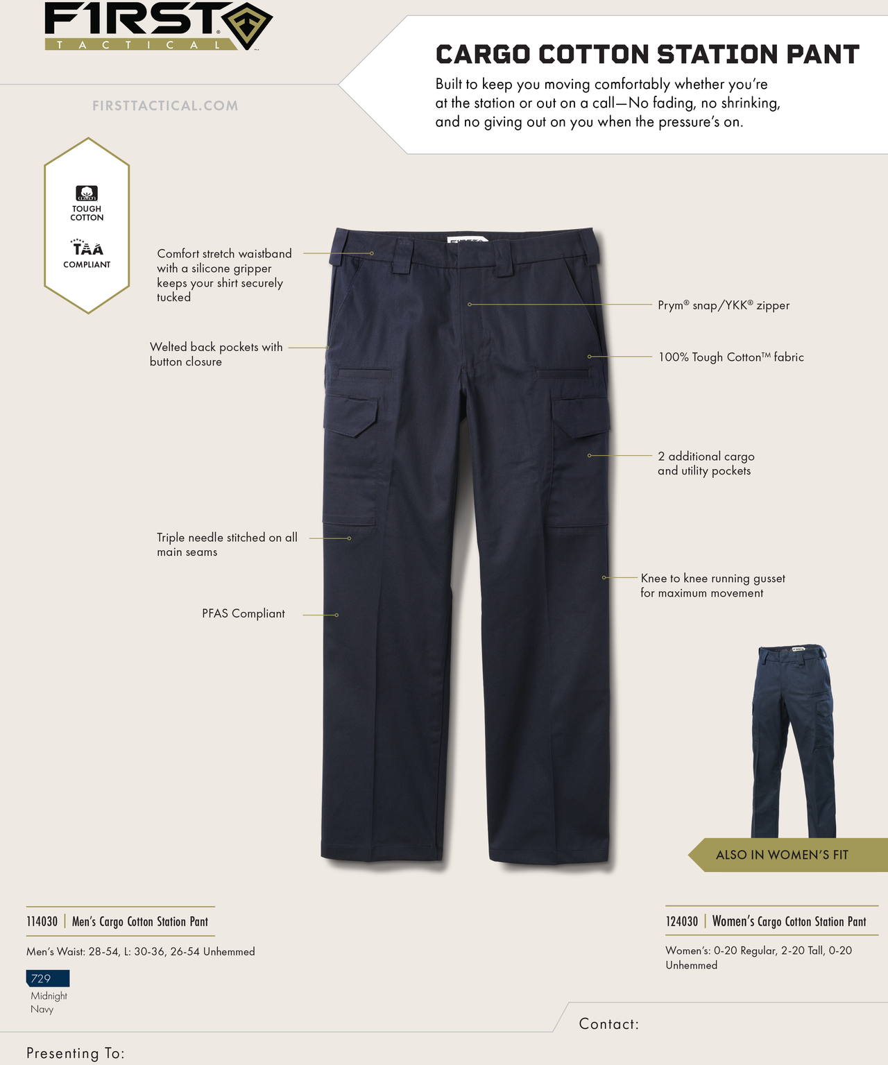 Women's First Tactical Uniform Station Pant