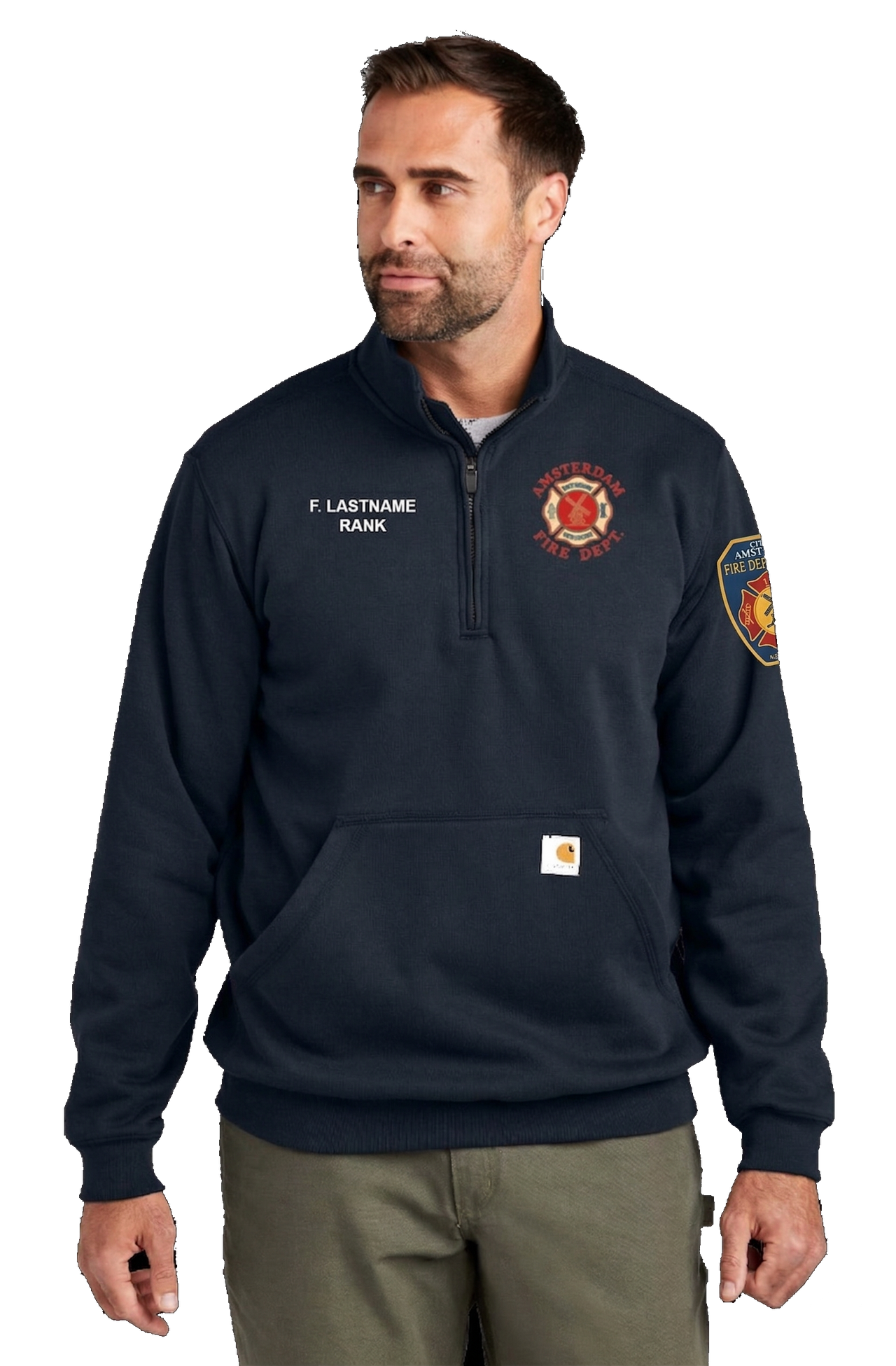 Amsterdam Fire Carhartt Men's Midweight 1/4-Zip Mock Neck Sweatshirt