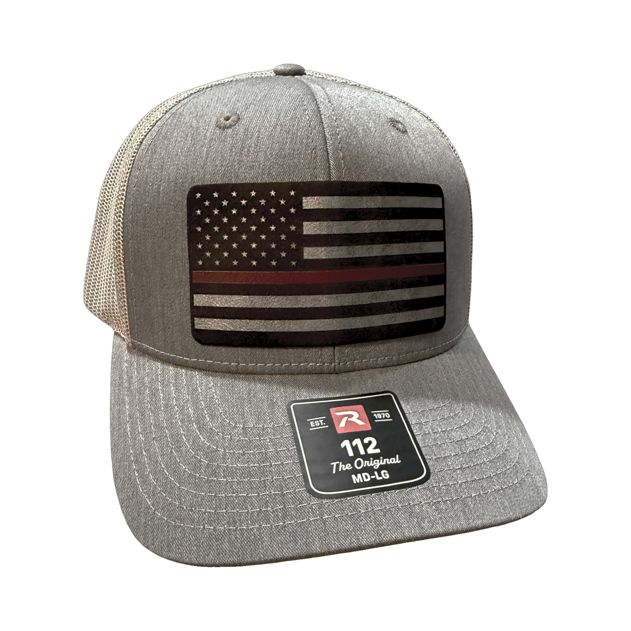 Thin Red Line American Flag Leatherette Patch Hat