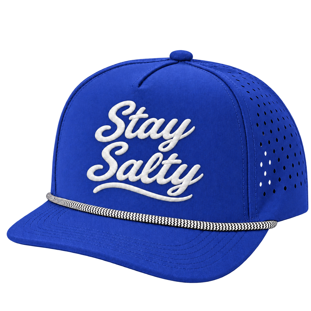 Stay Salty embroidered rope hat in Royal Blue