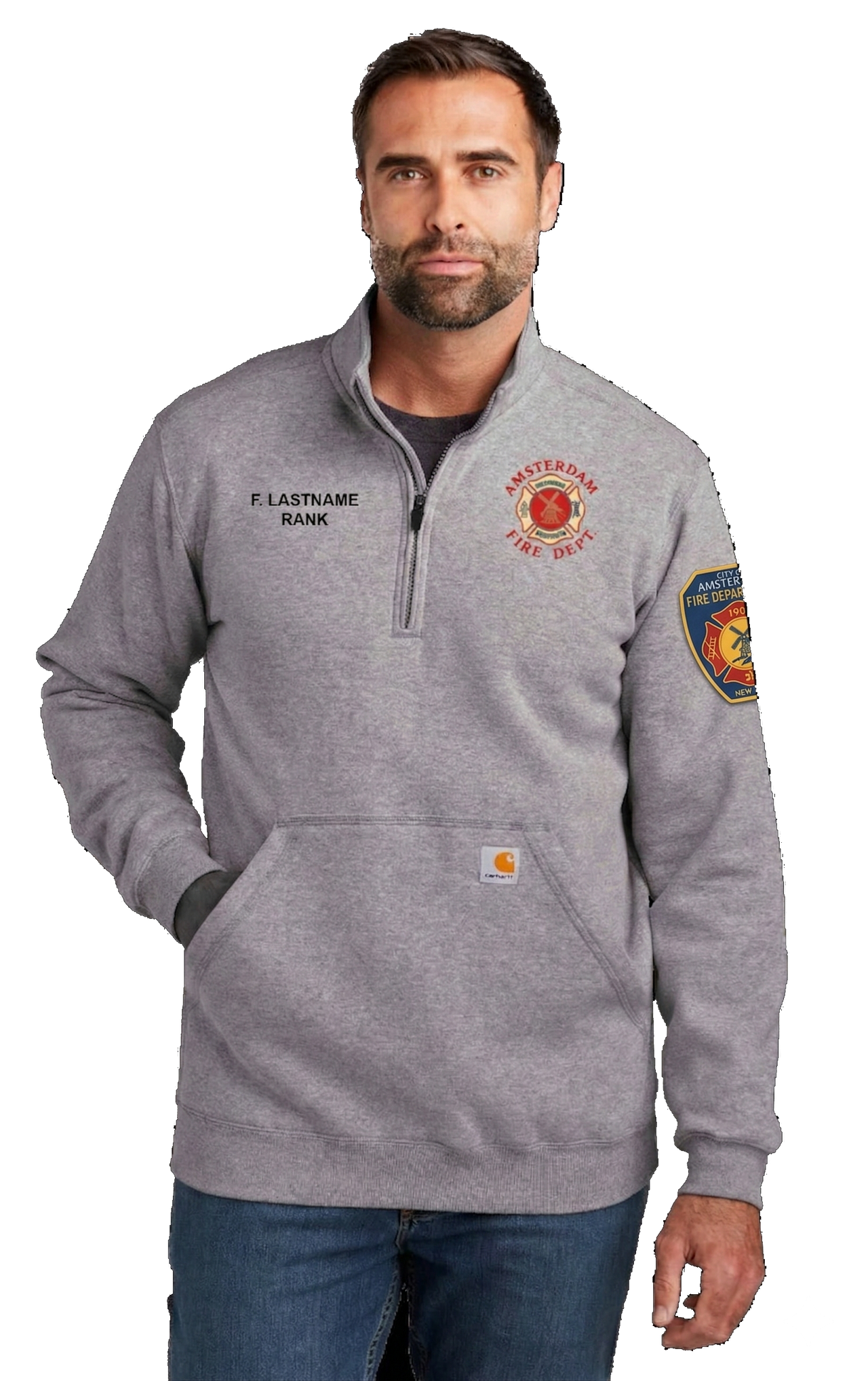Amsterdam Fire Carhartt Men's Midweight 1/4-Zip Mock Neck Sweatshirt