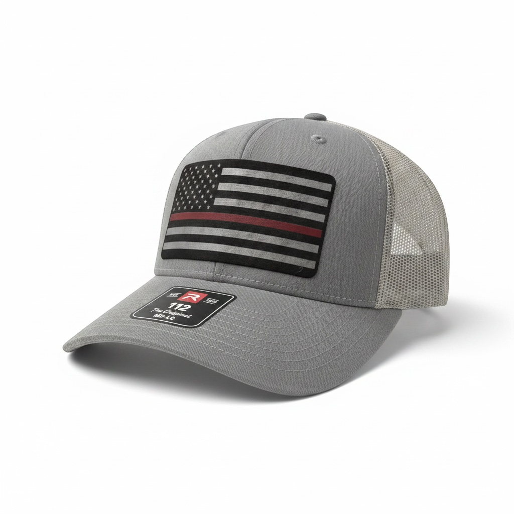 Thin Red Line American Flag Leatherette Patch Hat